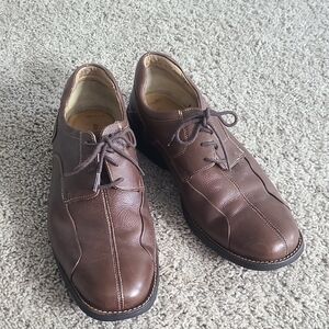 EUC Johnston & Murphy Brown Sheepskin Oxford Shuler Bicycle Toe Men 10.5M